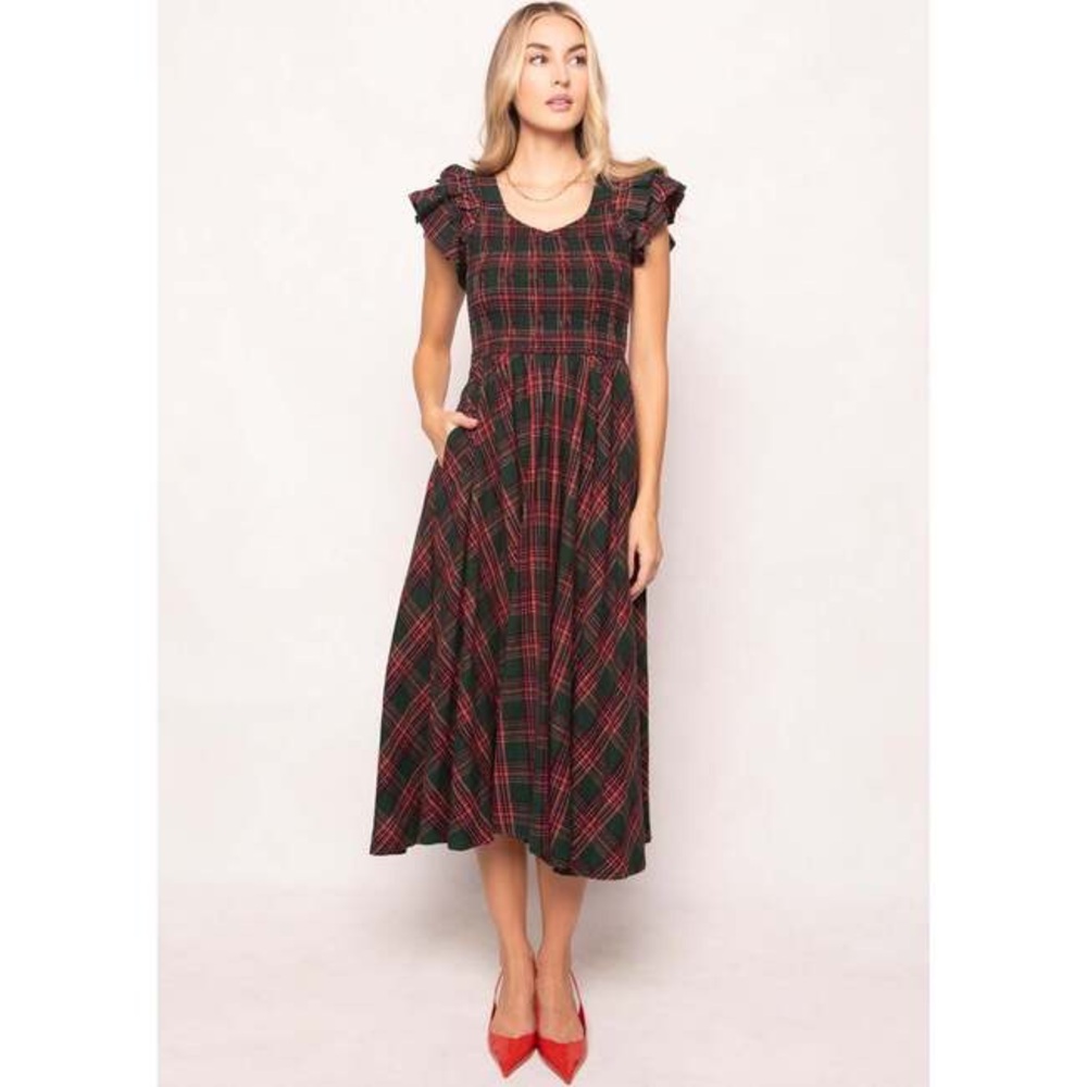 Ivy City Co Hattie Dress in Evergreen Plaid, size 3X
